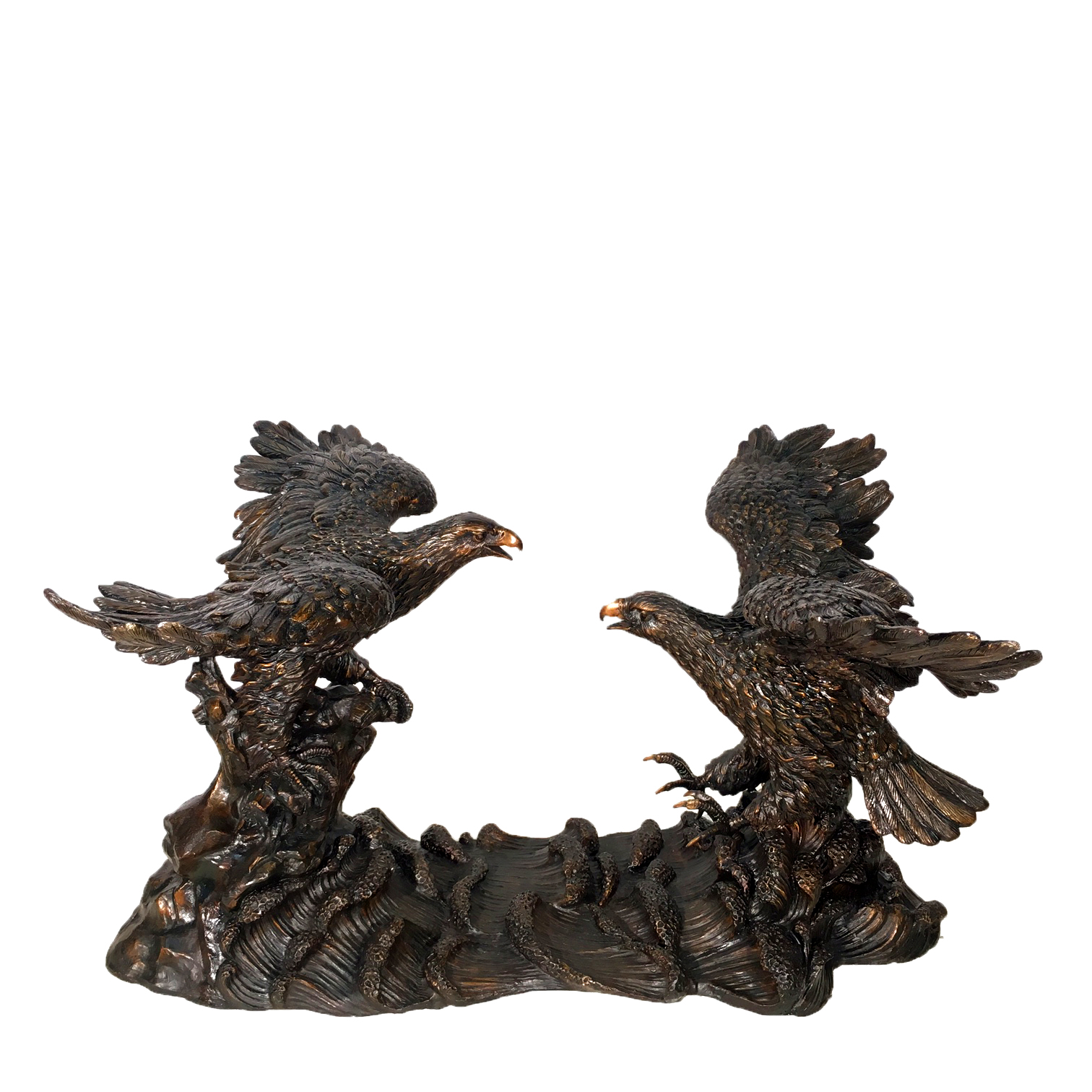 SRB25402 Bronze Two Eagle Table Base Sculpture Metropolitan Galleries Inc.