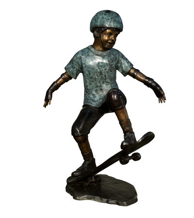 SRB74005 Bronze Boy on Skateboard Sculpture Metropolitan Galleries Inc.