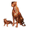 Bronze Cheetah & Cub Sculpture Set