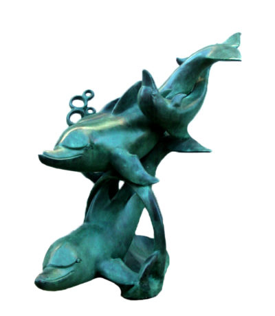 SRB10033 Bronze Dolphins Swimming Fountain Sculpture Metropolitan Galleries Inc.