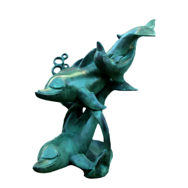 SRB10033 Bronze Dolphins Swimming Fountain Sculpture Metropolitan Galleries Inc.