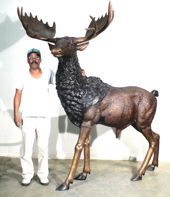 SRB10058 Bronze Large Moose Sculpture Metropolitan Galleries Inc. Size-scale
