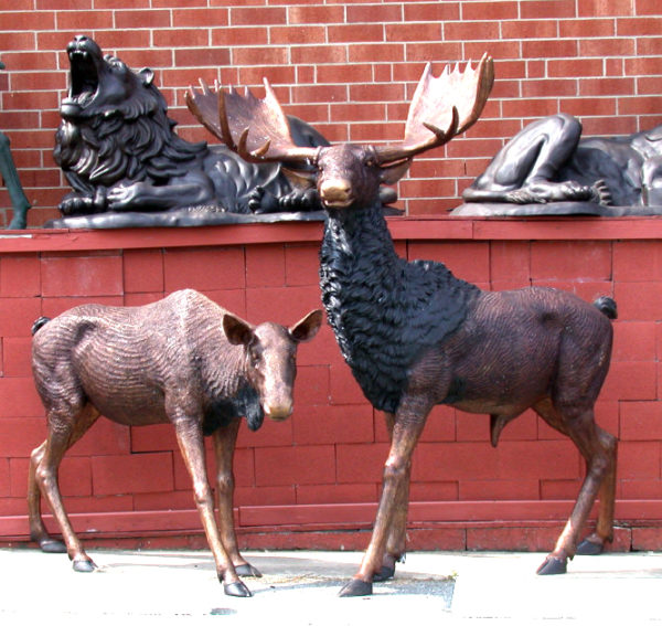 SRB10058-Set Bronze Moose Sculpture Set Metropolitan Galleries Inc.