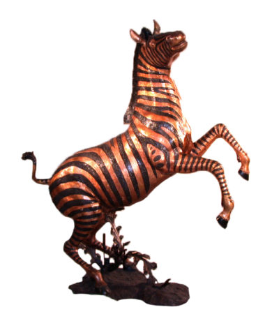 SRB10059 Bronze Rearing Zebra Sculpture Metropolitan Galleries Inc.