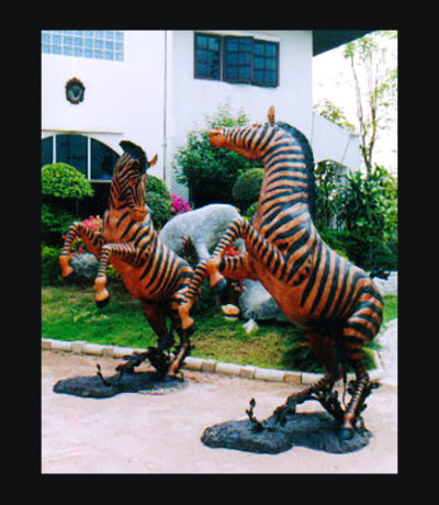 SRB10059 Bronze Rearing Zebra Sculpture Pair Metropolitan Galleries Inc.