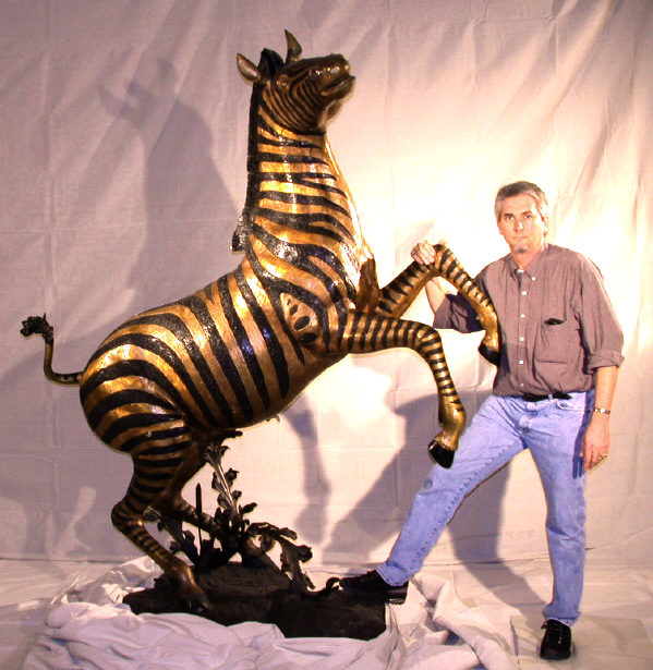 SRB10059 Bronze Rearing Zebra Sculpture scale-image Metropolitan Galleries Inc.