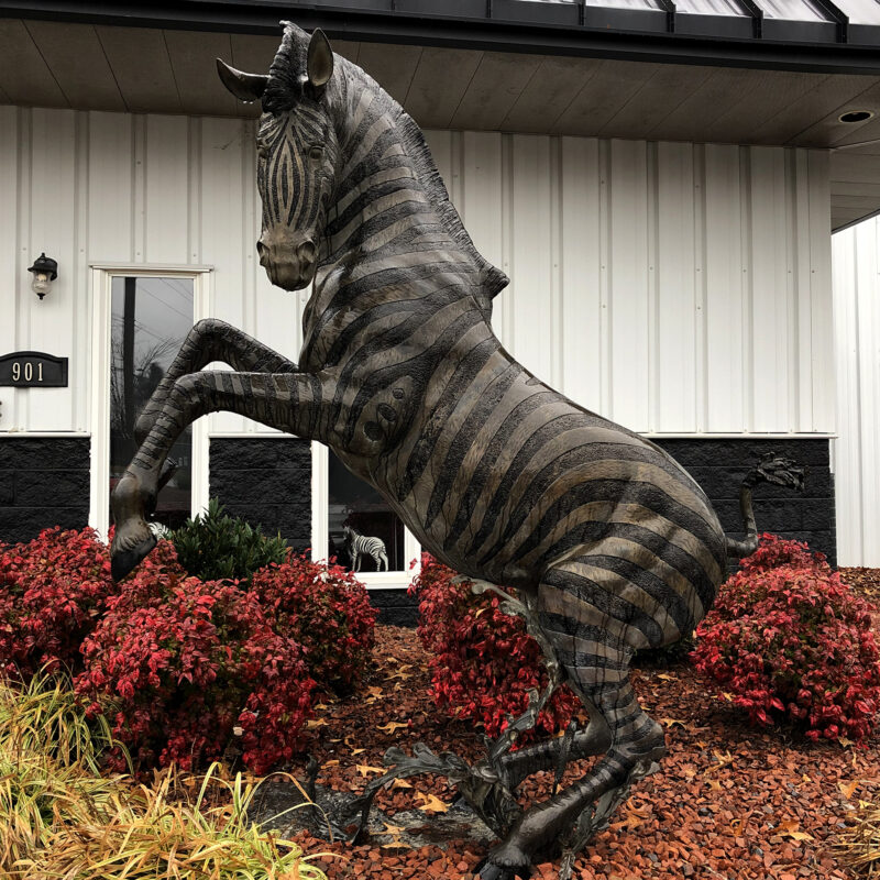 SRB10059-L Bronze Rearing Zebra Sculpture by Metropolitan Galleries Inc