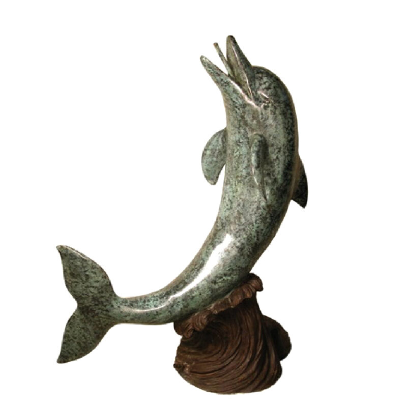 SRB028725 Bronze Dolphin on Wave Sculpture Metropolitan Galleries Inc.