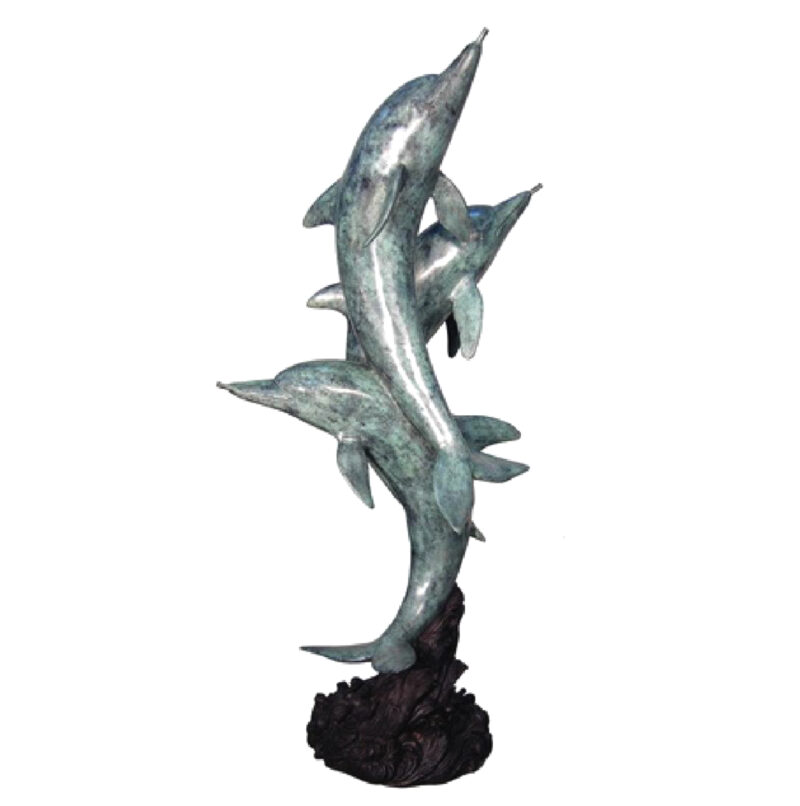 SRB028786 Bronze Three Dolphins Fountain Sculpture Metropolitan Galleries Inc.