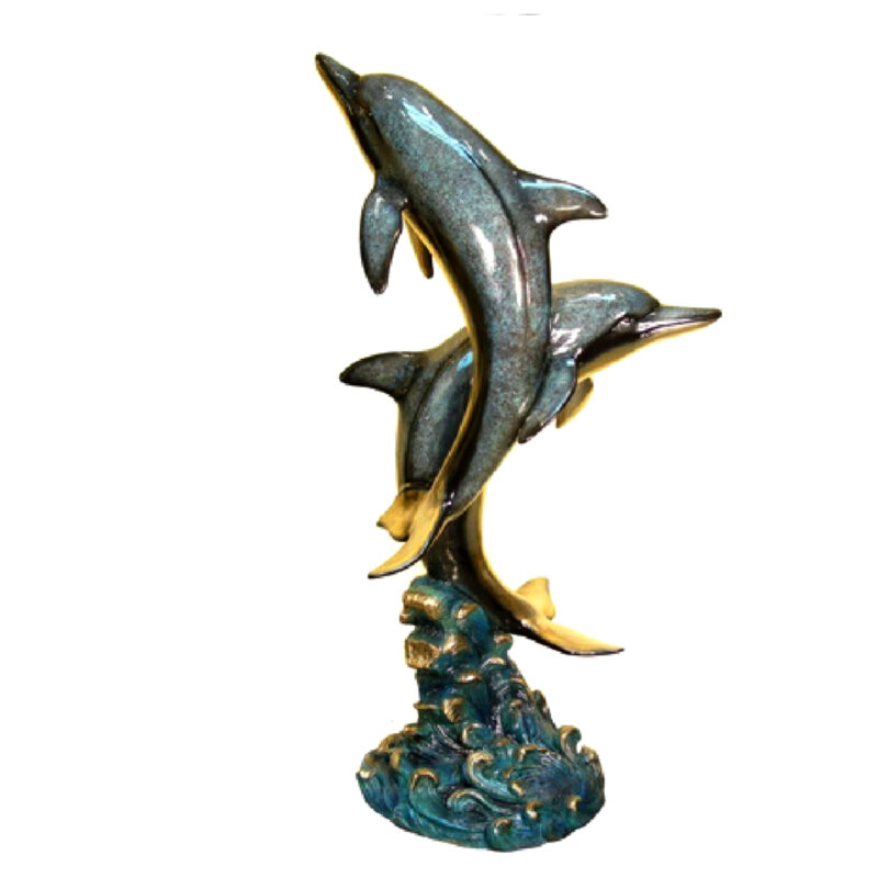 SRB028792-SP Bronze Two Dolphin Fountain Special Patina Metropolitan Galleries Inc.