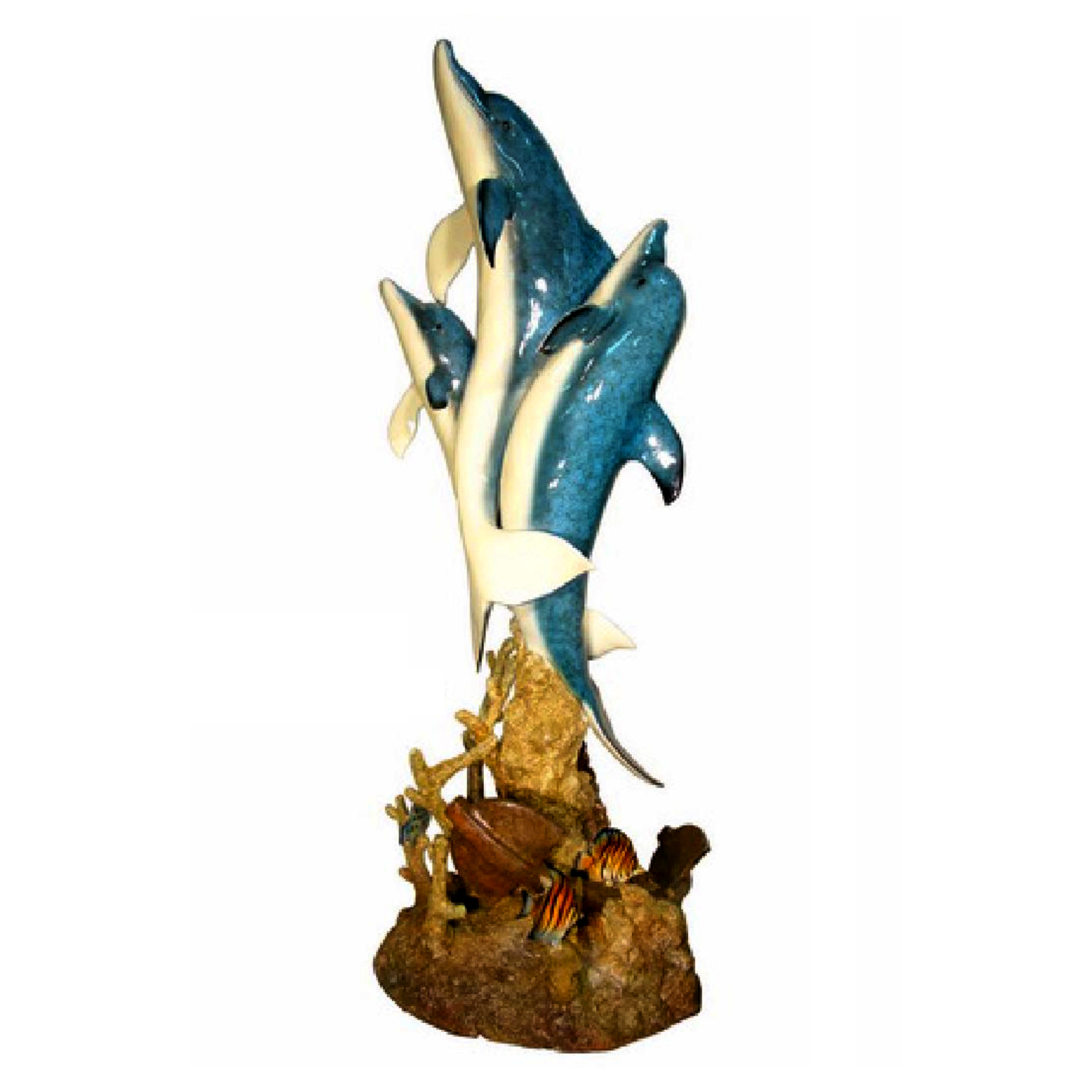SRB074160-SP Bronze Three Dolphins Fountain Color Metropolitan Galleries Inc.