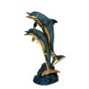Bronze Two Colorful Dolphins Fountain Sculpture