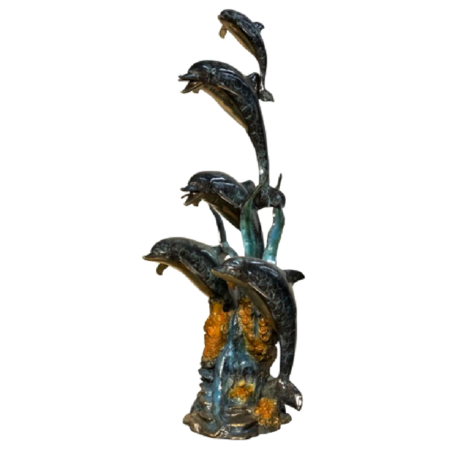 SRB094578-SP Bronze Five Dolphins on Coral Sculpture Metropolitan Galleries Inc.