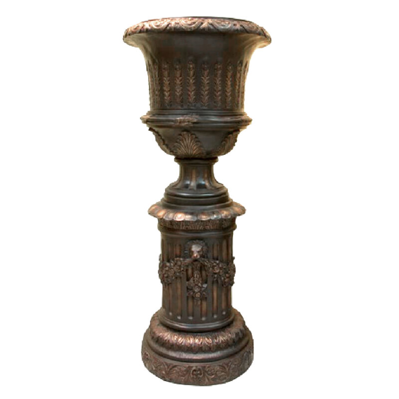 SRB097108+B Bronze Classical Urn on Pedestal Metropolitan Galleries Inc.