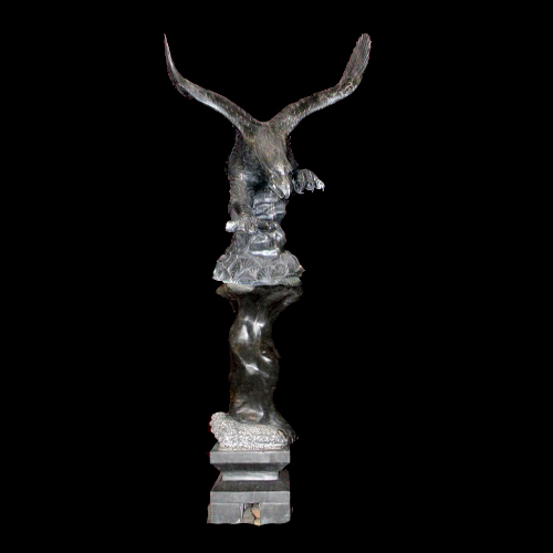 JBA190 Marble Eagle on Pedestal Sculpture Metropolitan Galleries Inc.