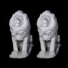 Marble Sitting Lions Sculpture Pair