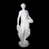 Marble Lady with Flowers Sculpture