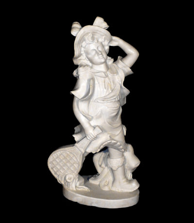 JBS640 Marble School Girl with Tennis Racket Sculpture Metropolitan Galleries Inc.