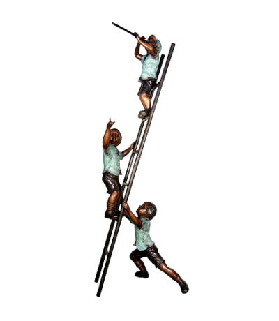 SRB078001 Bronze Children on Ladder with Flute Sculpture Metropolitan Galleries Inc.