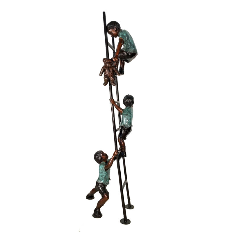 SRB078031 Bronze Children Teddybear Ladder Sculpture Metropolitan Galleries Inc.