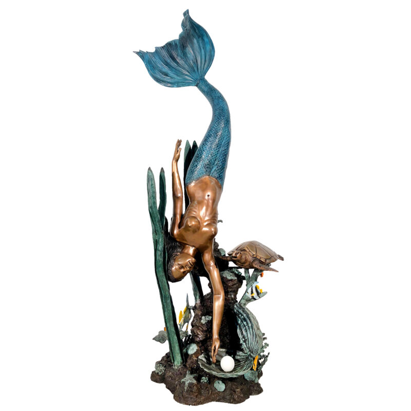 SRB41007 Bronze Mermaid Deep in Sea Fountain Sculpture Metropolitan Galleries Inc.