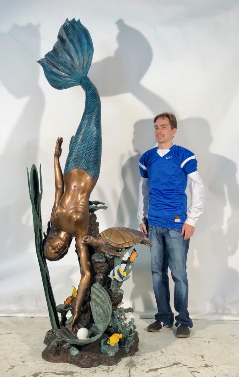 SRB41007 Bronze Mermaid Deep in Sea Fountain Sculpture SCALE Metropolitan Galleries Inc.