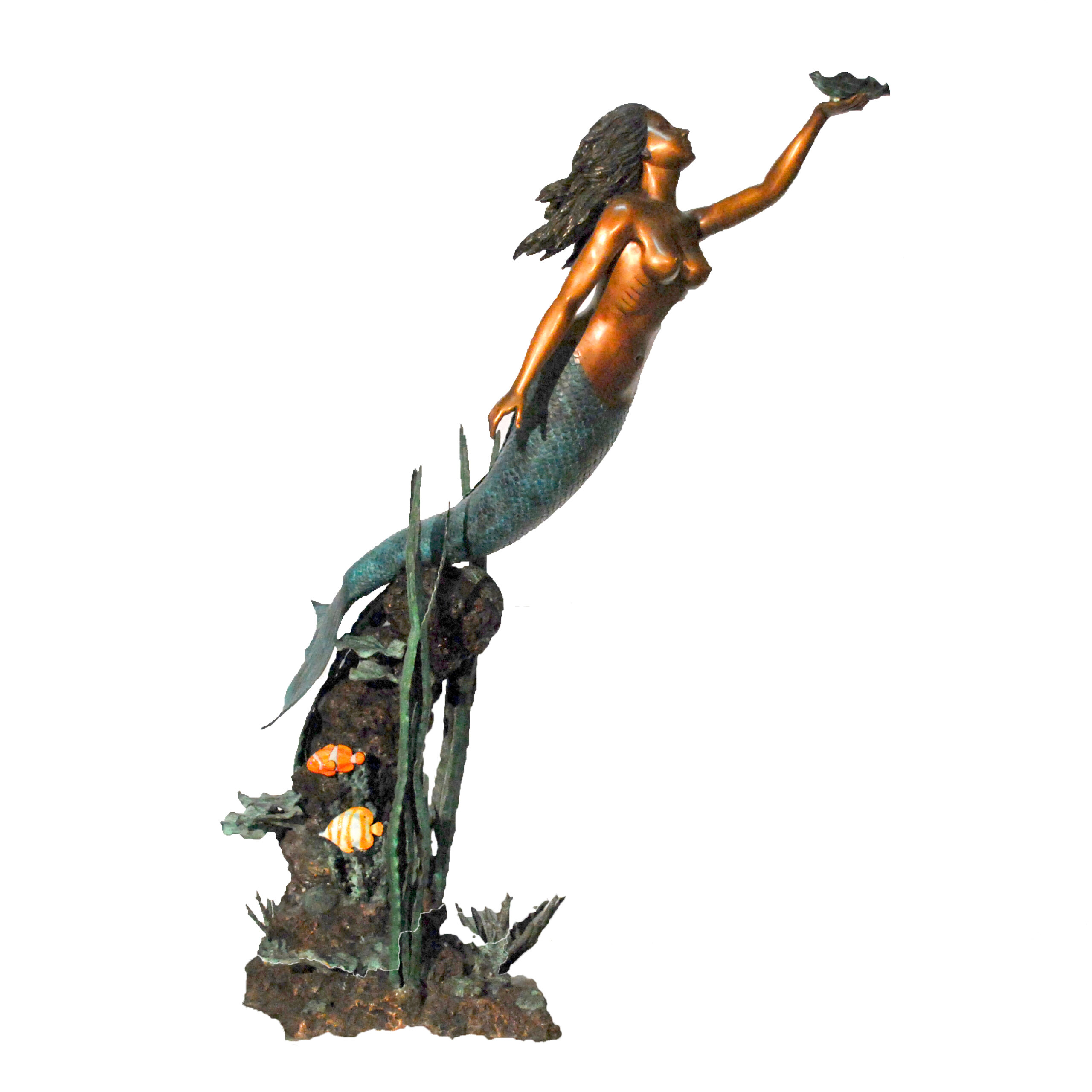 SRB41008 Bronze Mermaid in Sea Fountain Sculpture by Metropolitan Galleries Inc