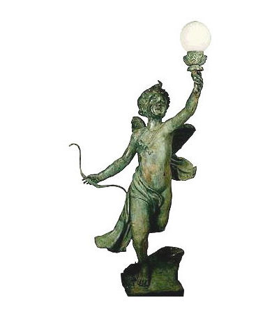 SRB991944 Bronze Cupid holding Light Sculpture Left Metropolitan Galleries Inc.