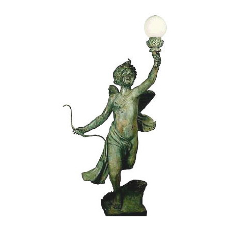 SRB991944 Bronze Cupid holding Light Sculpture Left Metropolitan Galleries Inc.