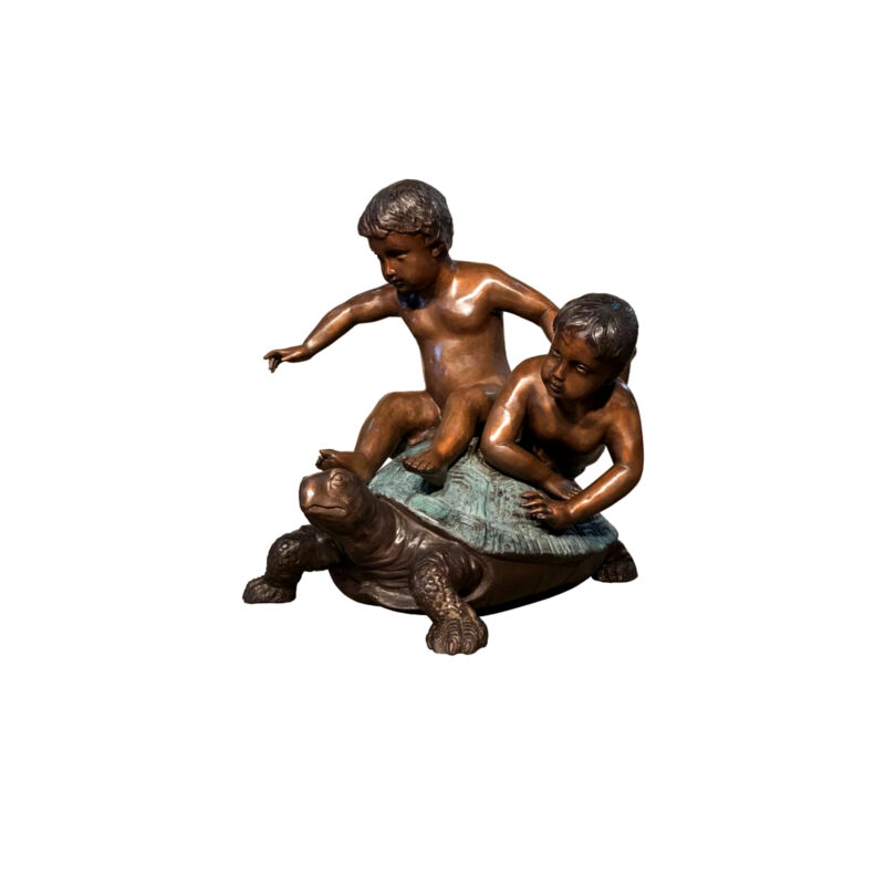 SRB028276 Bronze Two Boys on Turtle Sculpture by Metropolitan Galleries Inc