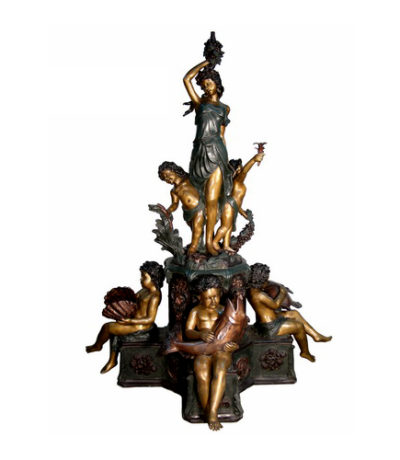 SRB052640 Bronze Lady & Cherubs Fountain Metropolitan Galleries Inc