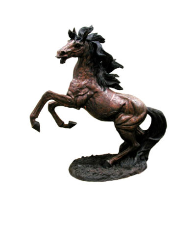 SRB055105 Bronze Rearing Horse Sculpture Metropolitan Galleries Inc.