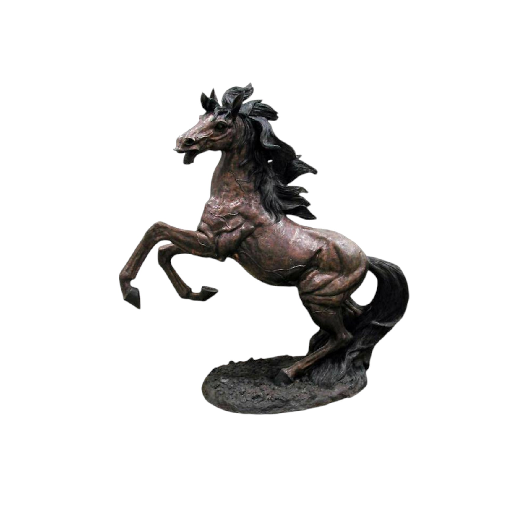 SRB055105 Bronze Rearing Horse on Base Sculpture by Metropolitan Galleries Inc.