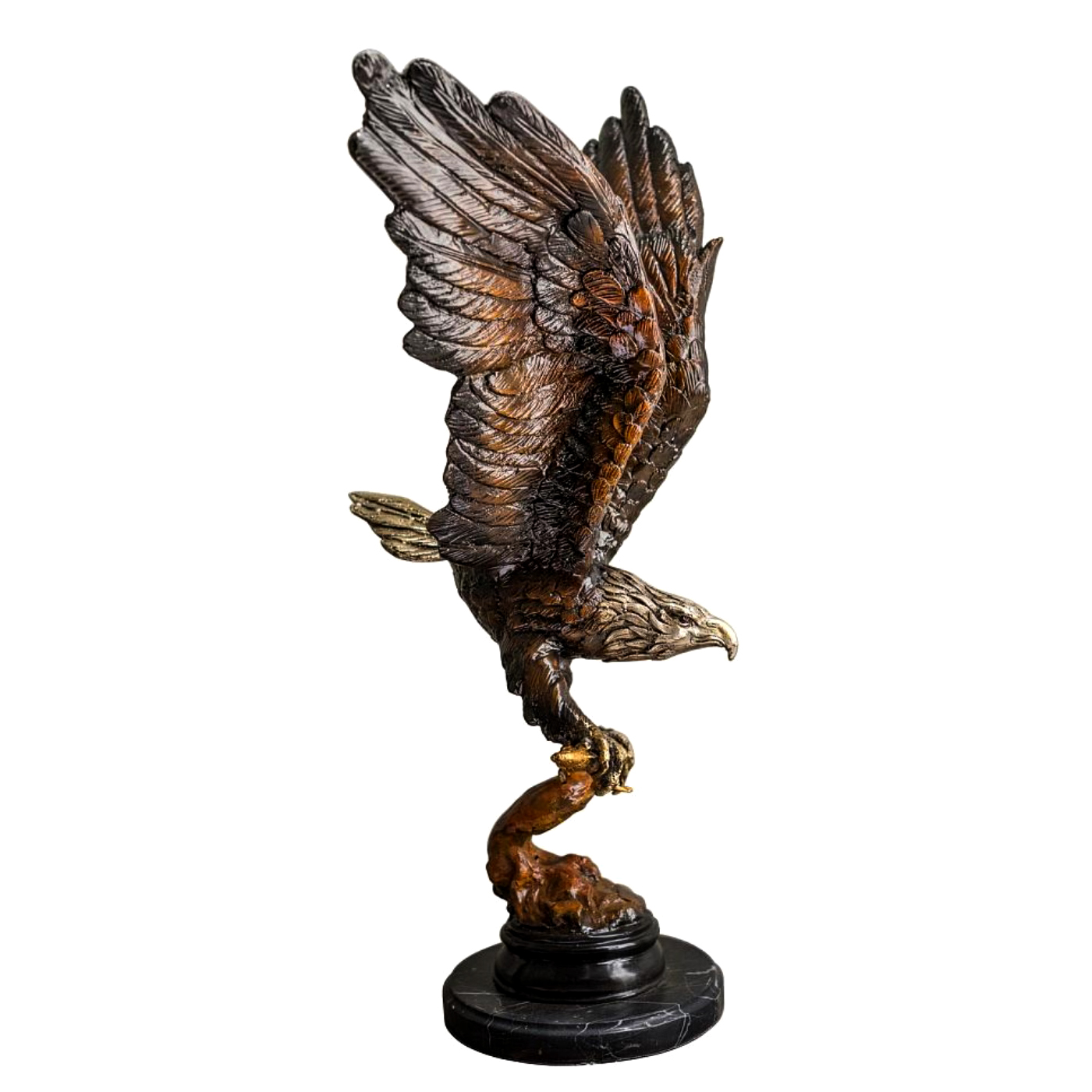 SRB056442 Bronze Flying Eagle on Base Sculpture Metropolitan Galleries Inc.