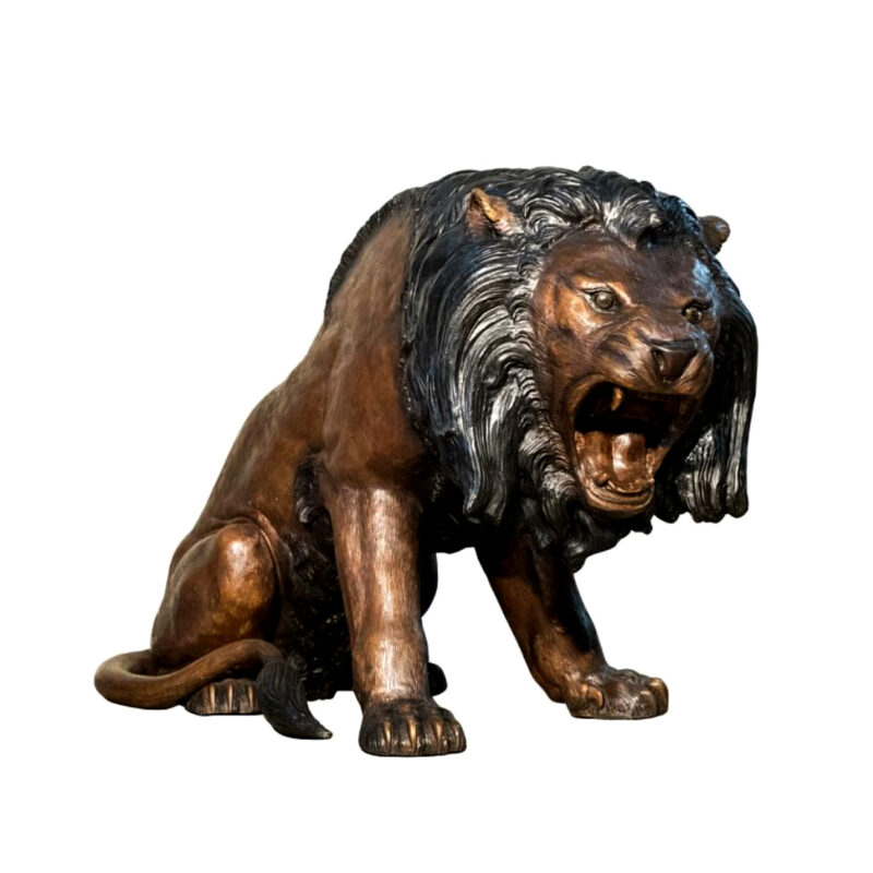 SRB056668 Bronze Roaring Lion Sculpture Metropolitan Galleries Inc.
