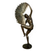 Bronze Nude Dancer with Fan Sculpture