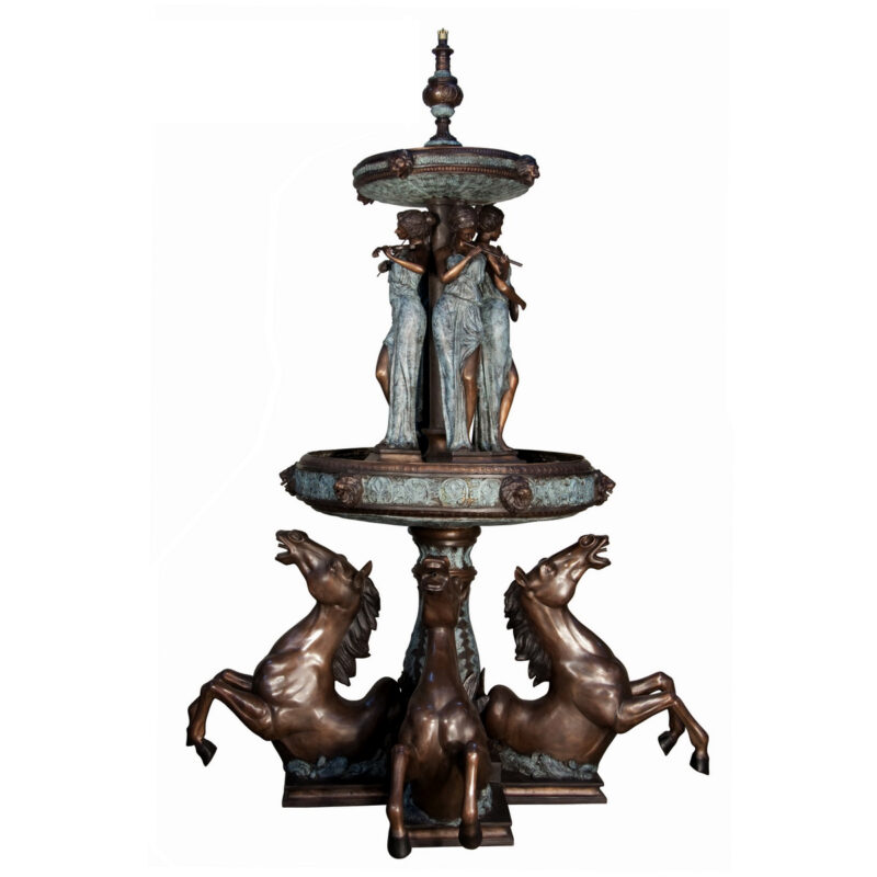 SRB057798 Bronze Horses & Lady Musicians Tier Fountain Metropolitan Galleries Inc.