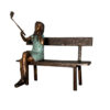 Bronze Girl on Bench Sculpture