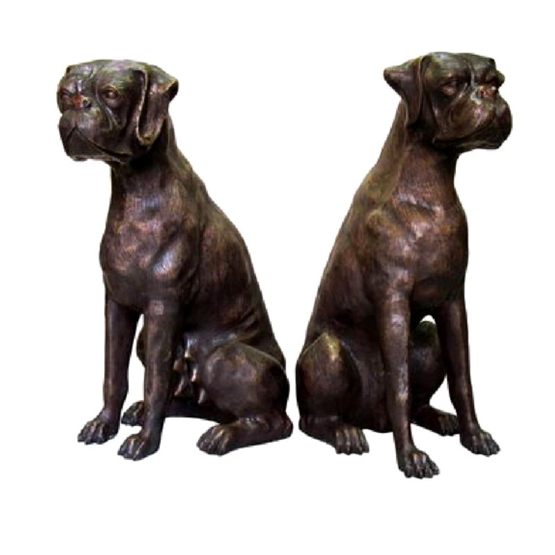 SRB059555 Bronze Sitting Dogs Sculpture Set Metropolitan Galleries Inc.