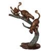 Bronze Three Leopards in Tree Sculpture