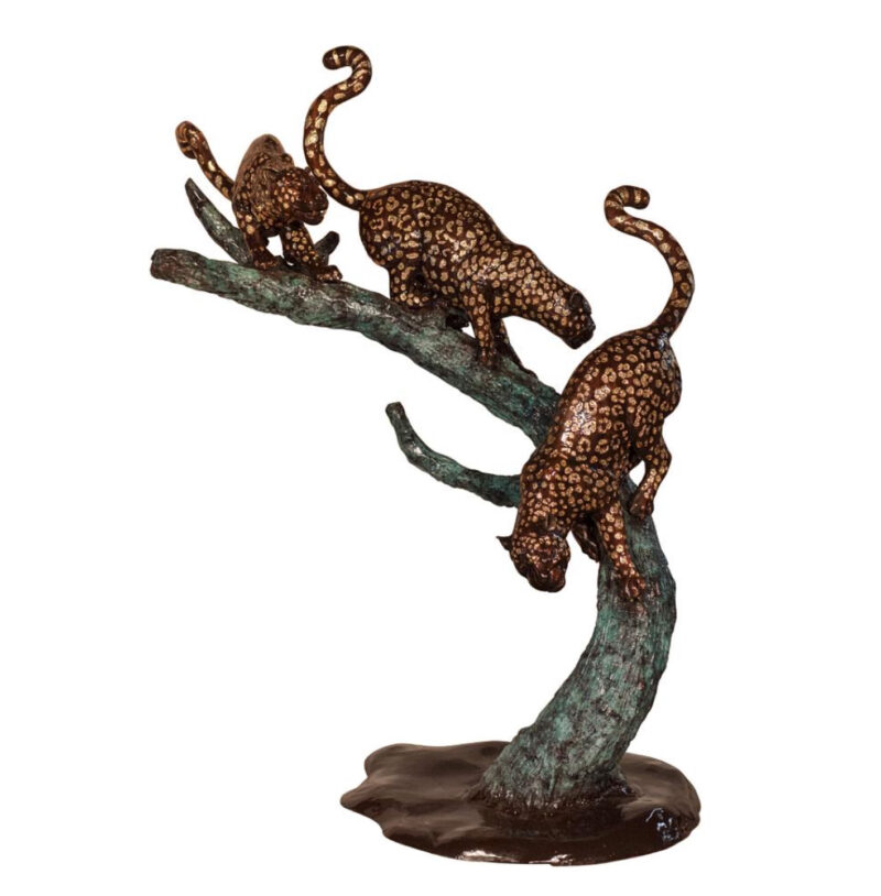 SRB075060 Bronze Leopards of Three on Branch Metropolitan Galleries Inc.