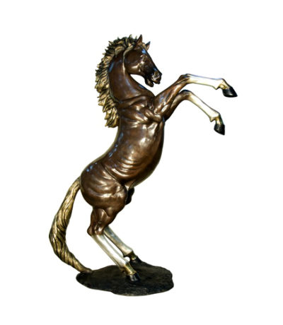 SRB076431-L Bronze Rearing Horse Sculpture Metropolitan Galleries Inc.