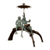 Bronze Frogs holding Umbrella Sculpture