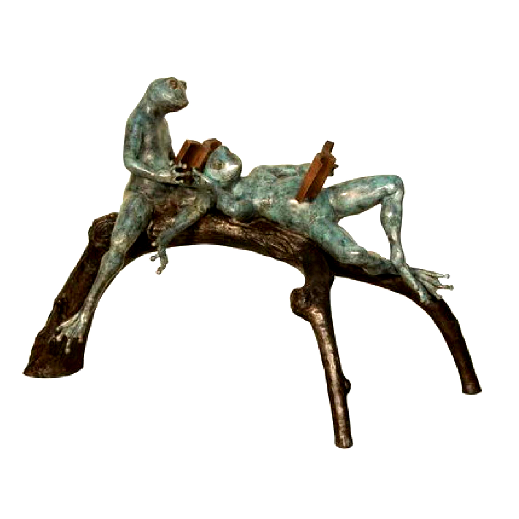 SRB087118 Bronze Reading Frogs Sculpture Metropolitan Galleries Inc.