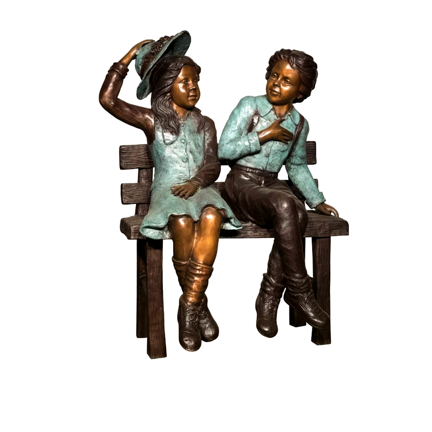 SRB094568 Bronze Children on Bench Sculpture Metropolitan Galleries Inc.