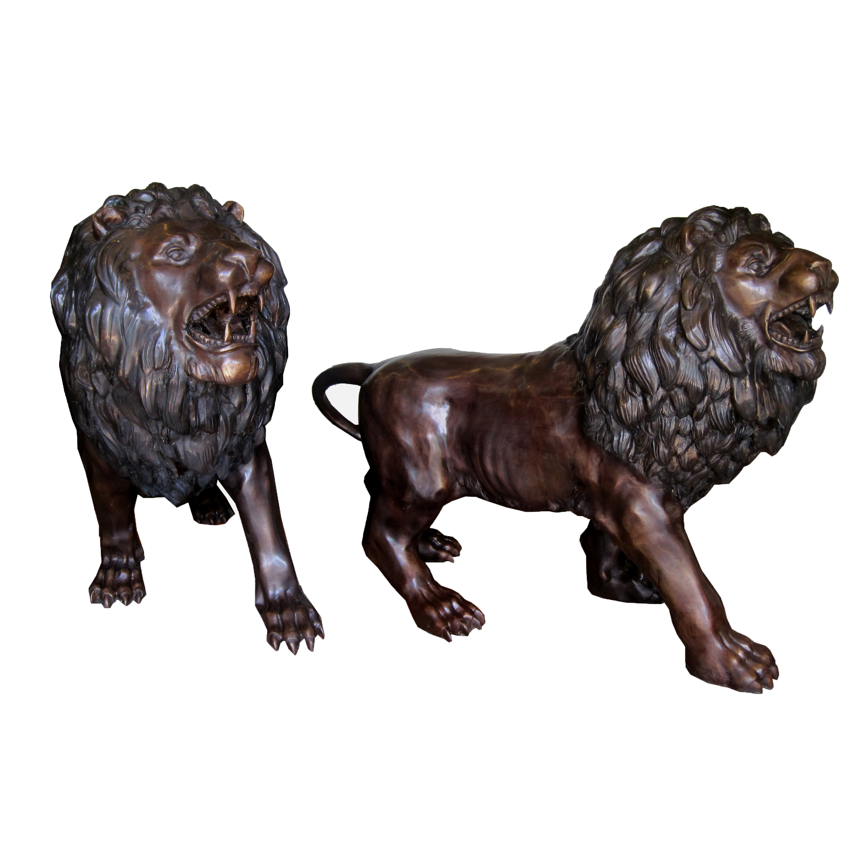 Bronze Walking Lions Sculpture Pair Metropolitan Galleries Inc.