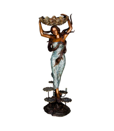 SRB084059 Bronze Standing Woman holding Shell Sculpture Metropolitan Galleries Inc