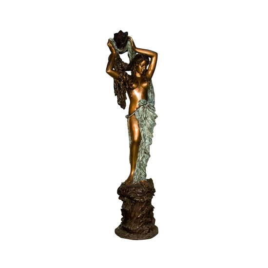 SRB084061 Bronze Standing Lady on Rock Sculpture Metropolitan Galleries Inc