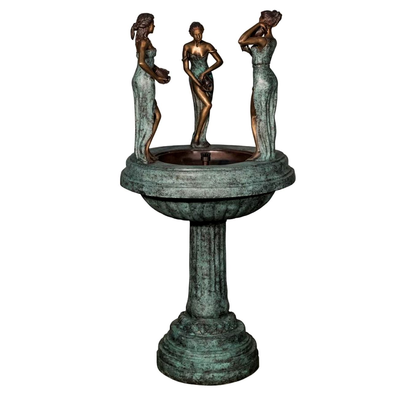SRB022038 Bronze Lady Musicians Pedestal Fountain Metropolitan Galleries Inc.