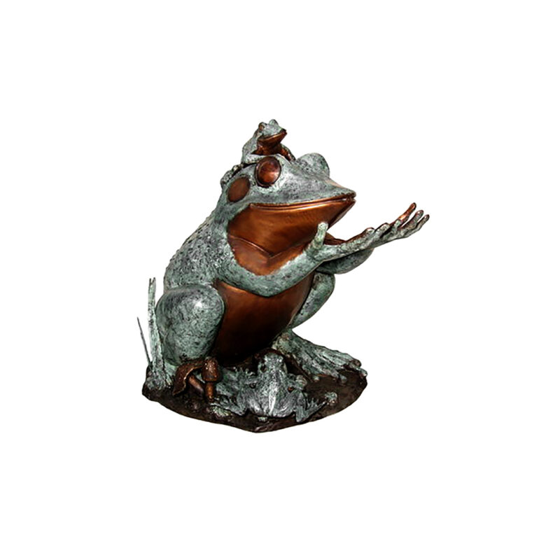SRB050426 Bronze Sitting Frog & Baby Sculpture by Metropolitan Galleries Inc